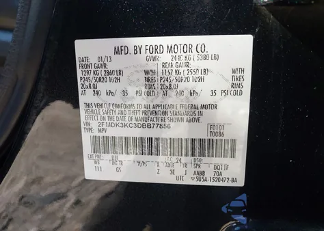 2013 Ford Edge Limited из США, поврежденный, VIN 2FMDK3KC3DBB77856